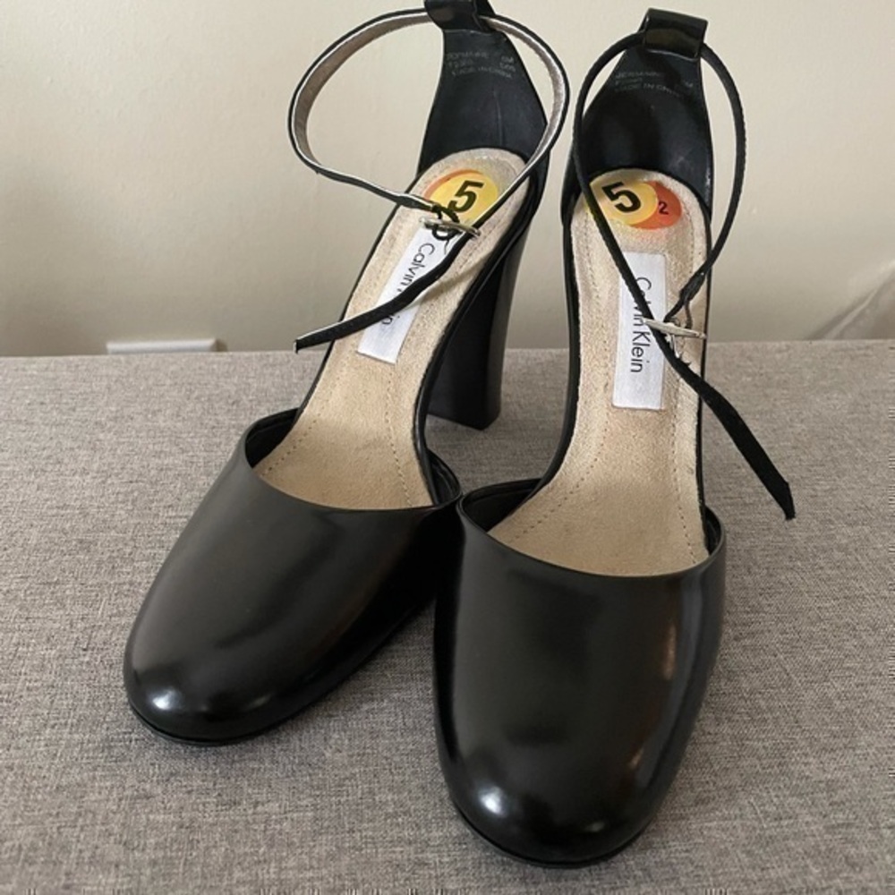 New Calvin Klein Black Strap Heels